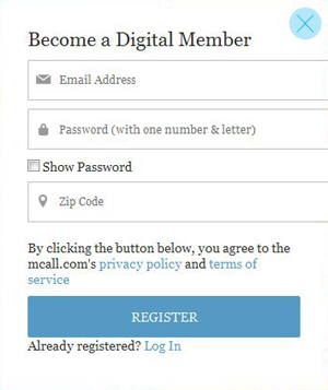 sign up menu